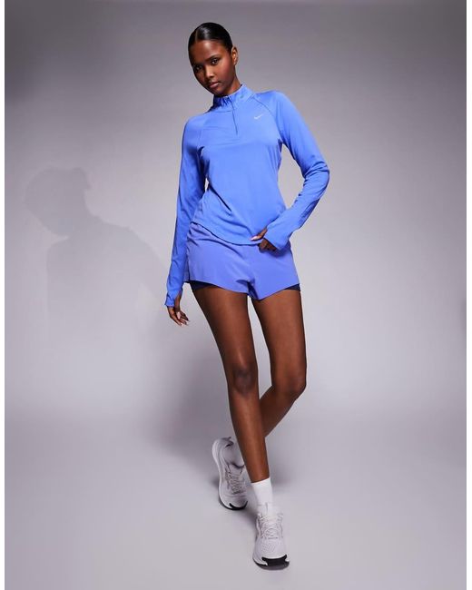 Nike Blue Tempo Dri-fit Half Zip Long Sleeve T-shirt
