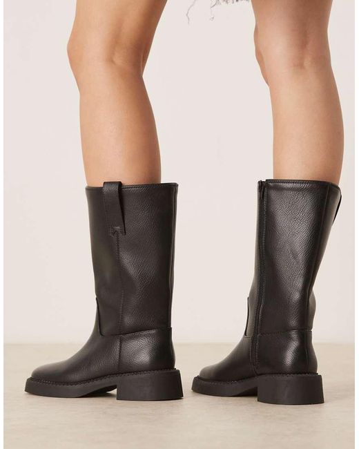 ASOS Natural Colby Pull-On Trucker Knee Boots