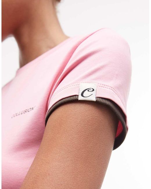 Collusion Pink Double Layer Logo Baby Tee