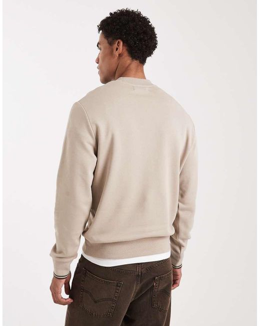 Fred Perry Natural Tipped Crew Neck Sweatshirt for men
