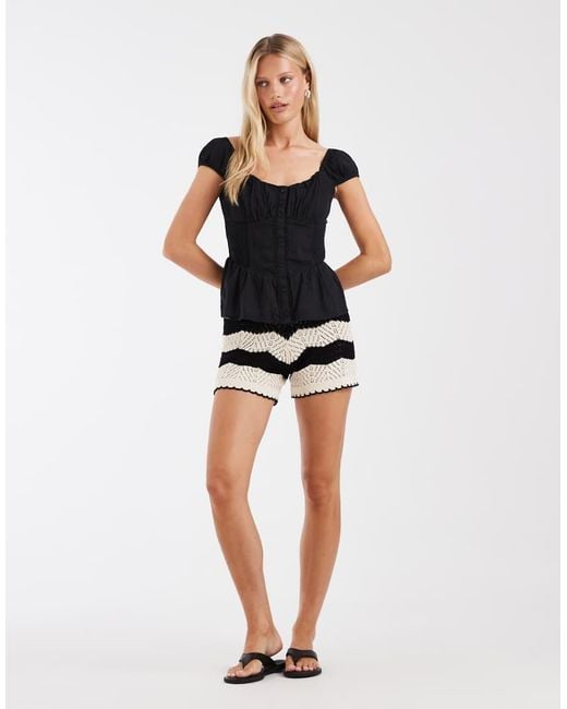 Hollister Black Sweetheart Neckline Peplum Top