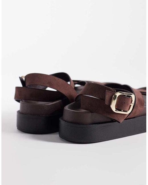 SEQWL Brown Strappy Flatform Sandals