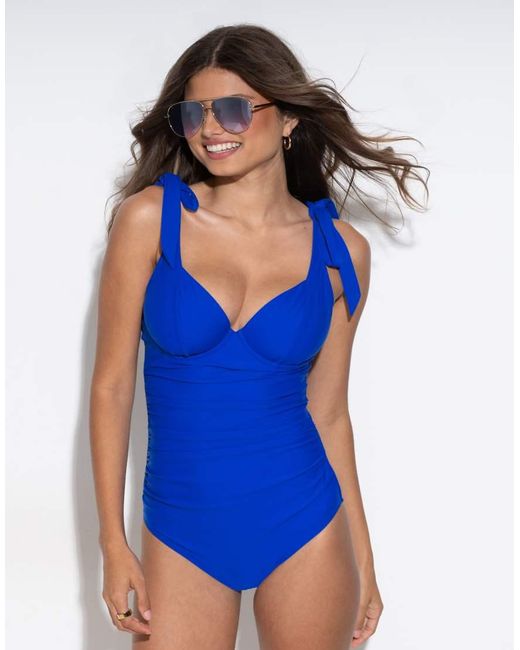 Pour Moi Blue Rosa Cove Underwired Non Padded Swimsuit