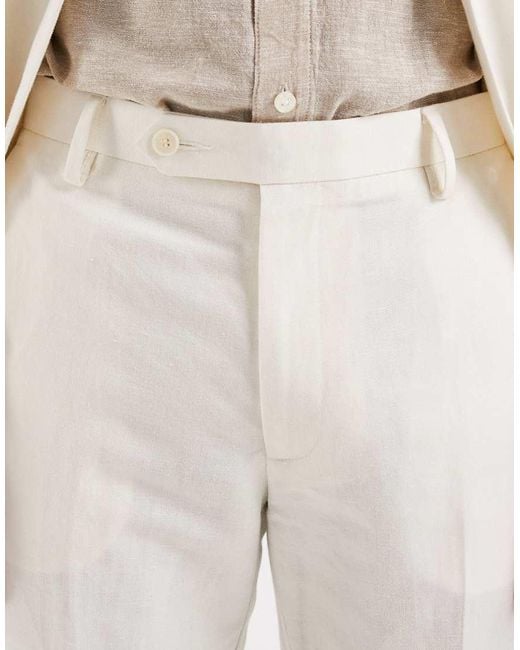ASOS White Mix & Match Linen Rich Slim Suit Trousers for men