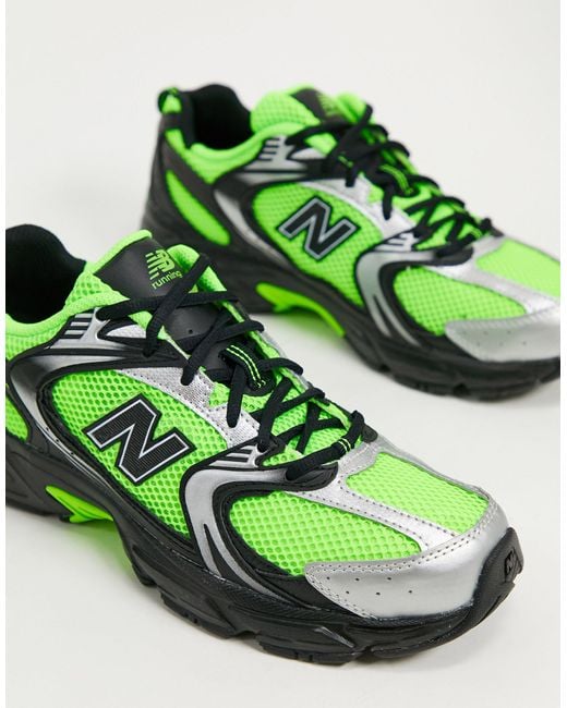 New Balance Leather 530 Green Trainers for Men | Lyst