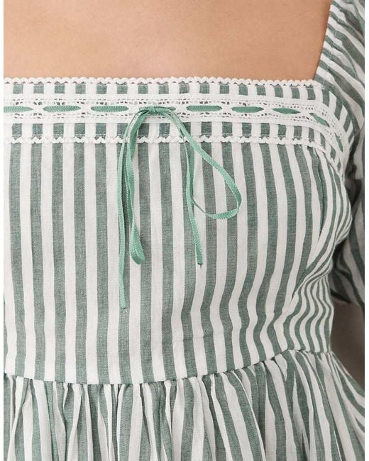 Abercrombie & Fitch Natural Puff Sleeve Mini Babydoll Dress