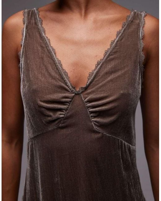 & Other Stories Gray Velvet Maxi Slip Dress