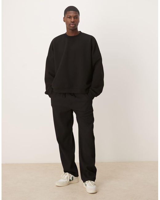ASOS Black Extreme Oversize Boxy Sweatshirt With Heavy Rib Texture for men