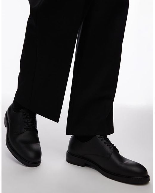 SELECTED Black Leather Derby Shoes for men