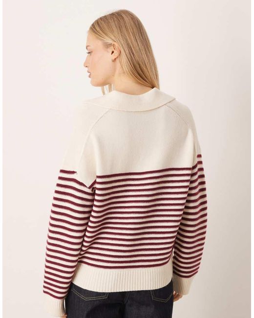 Mango Red V Neck Knitted Polo Top