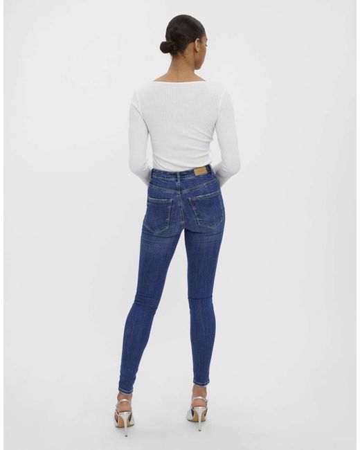 Vero Moda Blue – skinny-jeans aus mittelem denim