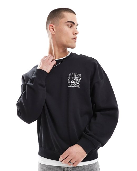 Only & Sons Gray Oversized Sweat With Pizza Back Print for men