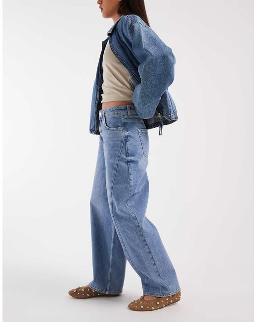 New Look Blue Hamilton Seam Detail Barrel Leg Jeans