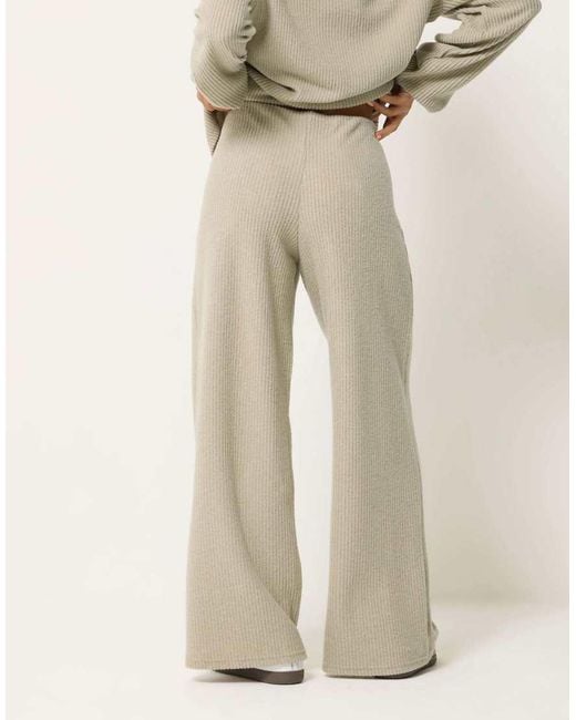 PixieGirl Natural Petite Textured Wide Leg Trousers