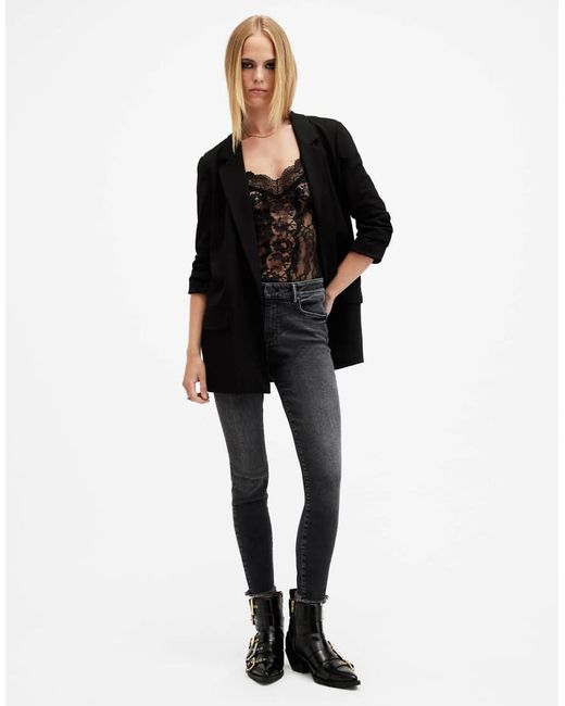 Vaqueros Negro Lavado Con Diseño Push Up Miller De AllSaints de color Black