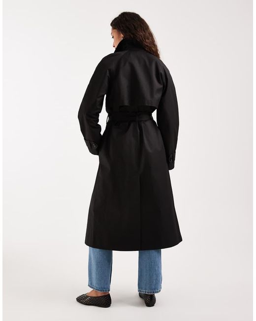 ASOS Black Longline Water Repellent Trench Coat