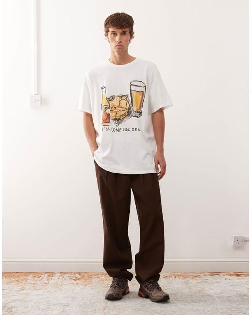 Reclaimed (vintage) – unisex-t-shirt mit oversize-passform in White für Herren