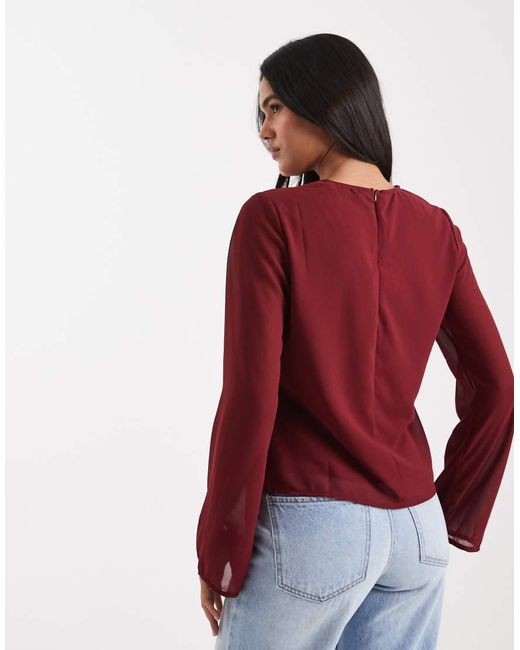 ONLY Red Asymmetric Tie Detail Top