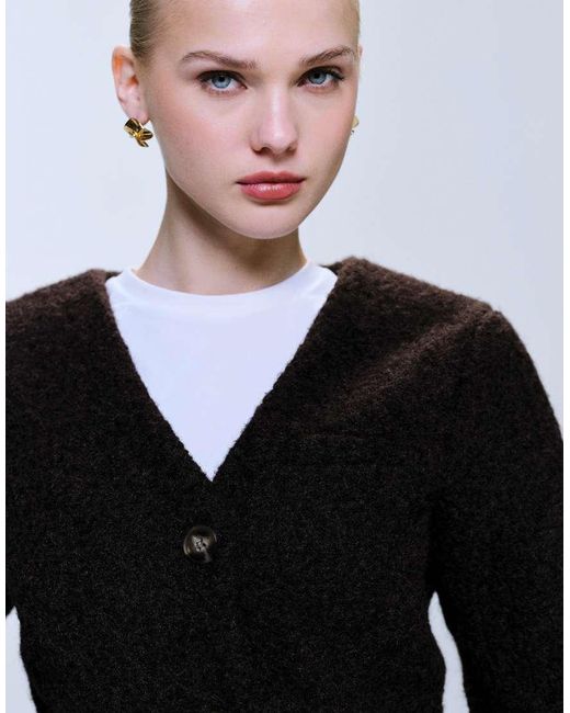 Jdy Brown Boucle Fitted Blazer Jacket
