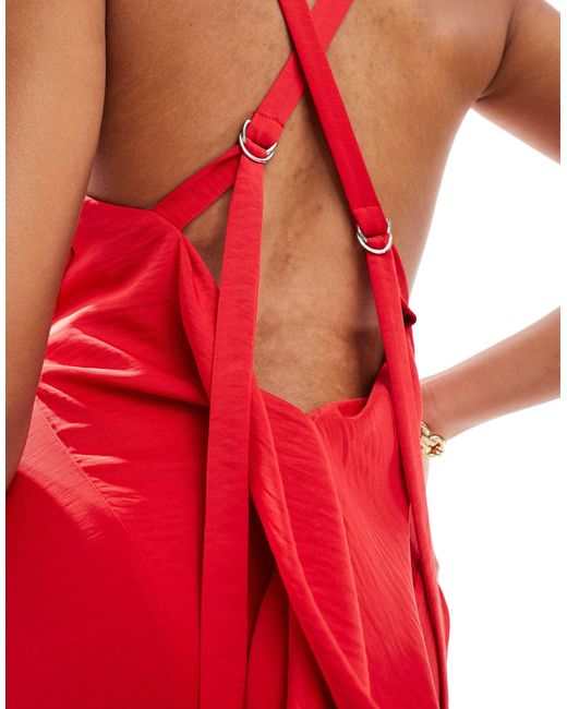 Vestido largo con espalda desbocada y detalle ASOS de color Red