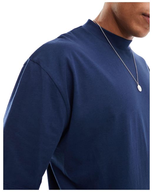 ASOS Blue Oversized T-shirt With Turtle Neck for men