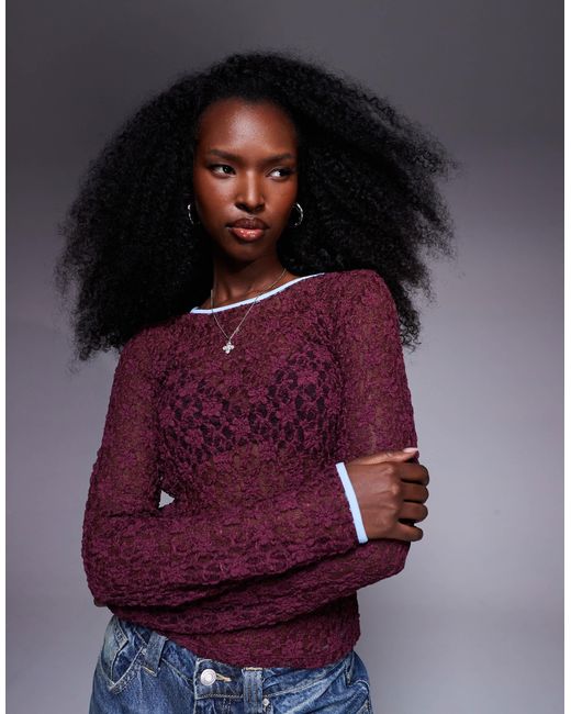 ASOS Purple – halbtransparentes spitzenoberteil