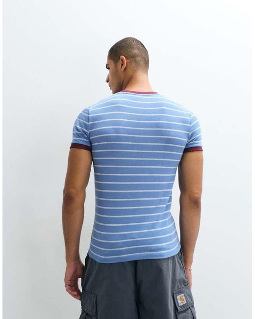 ASOS Blue Slim Ringer T-shirt for men