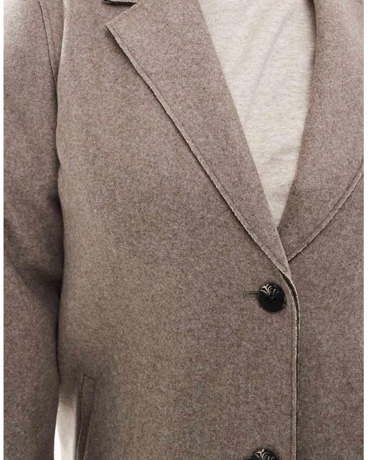 ONLY Natural Longline Notch-Collar Coat