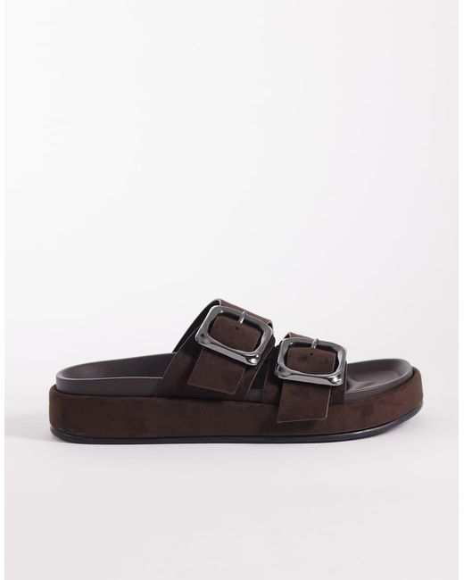ASOS Black Floyd Oversized Buckle Footbed Sandal