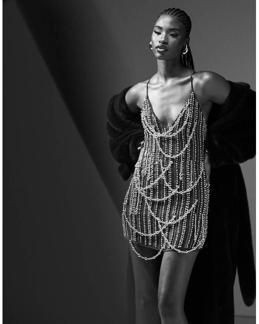 beaded halter mini dress Nylah Beaded Halter Mini Dress - Gold main image 1