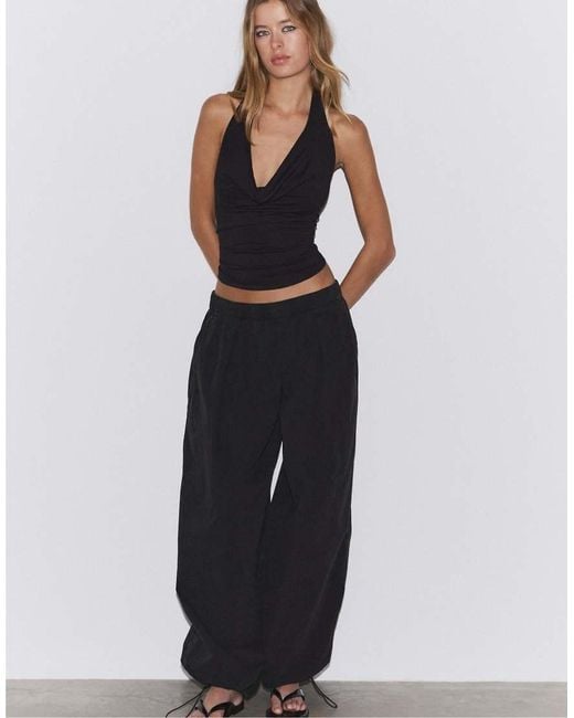 Stradivarius Blue Draped Halter Top