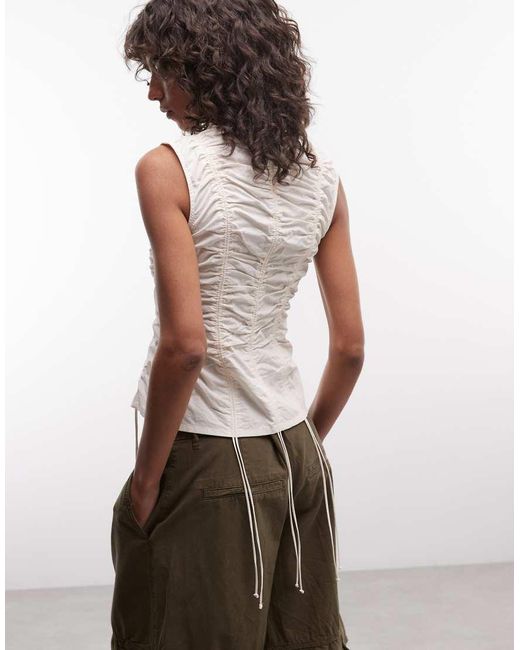 Weekday White Gathered Detail Top With Zip
