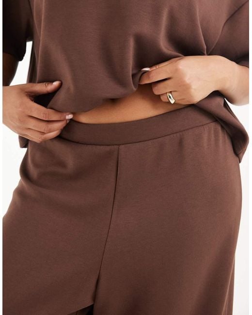 Pieces Plus Brown Pieces Curve Slouchy Wide Leg Joggers Co-Ord