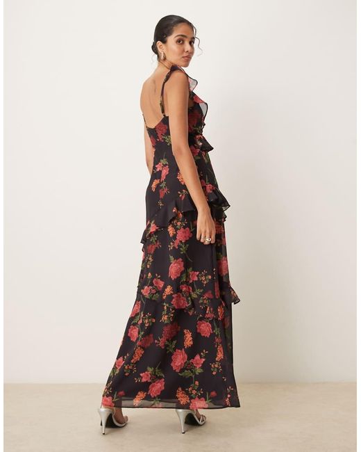 ANAYA Natural Floral Strappy Maxi Dress