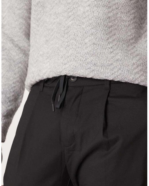 SELECTED White Relaxed Tapered Fit Waistband Trouser for men