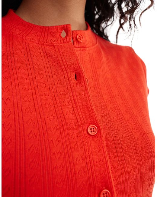 ASOS Red – knapp geschnittene t-shirt-strickjacke aus pointelle
