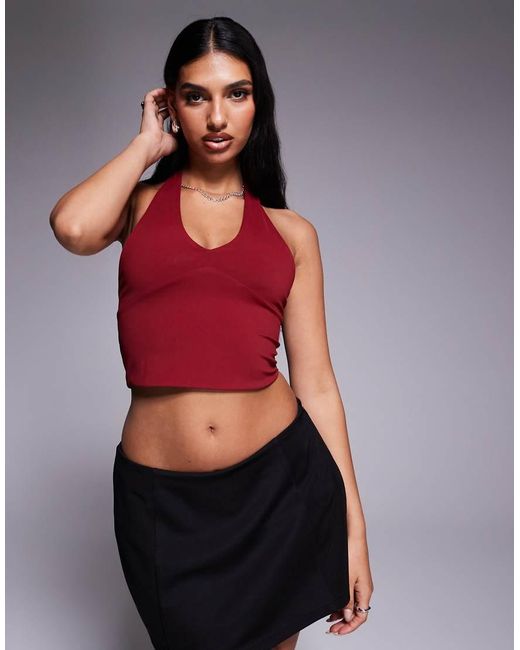 ASOS Red Sculpting Halter Neck Crop Top