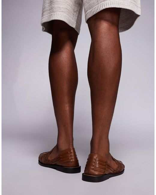 Sandales style pêcheur en cuir tressé - fauve ASOS pour homme en coloris Brown