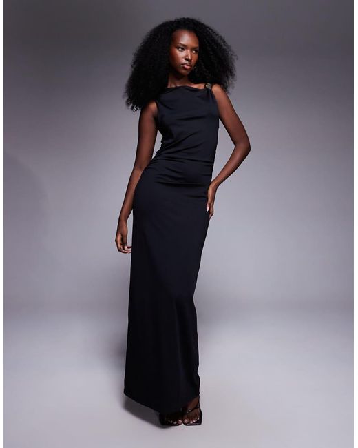 ASOS Blue Sleeveless Maxi Dress With Hardware Metal Trim
