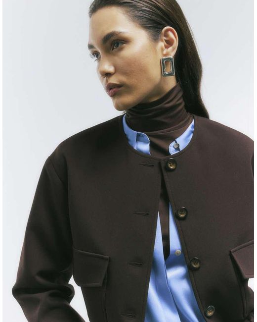 River Island Blue Long Sleeve Front Pocket Bomber Jacket