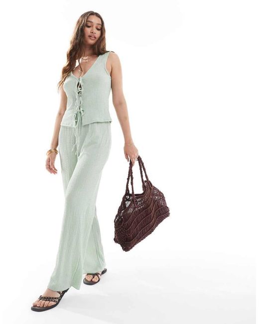 Vero Moda White Textured Jersey Tie-front Top