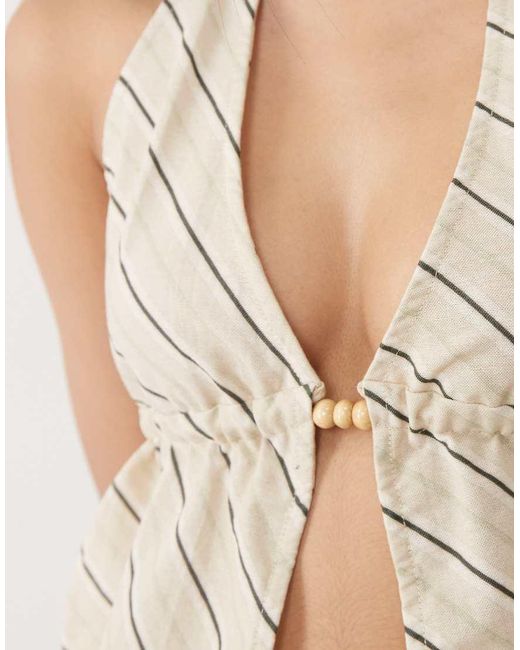 Motel Natural Co-Ord Syrma Backless Halter Top