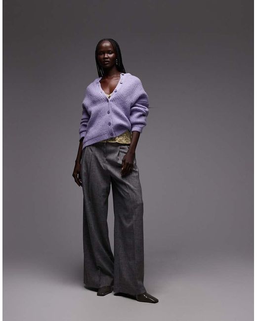 ASOS Purple Knitted Oversized Crew Cardigan