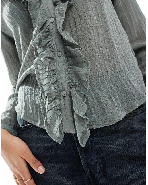 Stradivarius Overhemd Met Ruches in het Gray