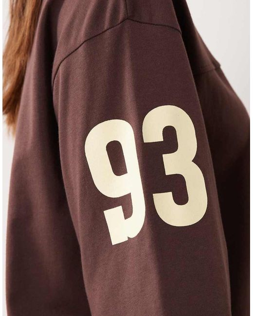 ASOS Brown Long Sleeve Oversized Mini Dress With 93 Graphic Print