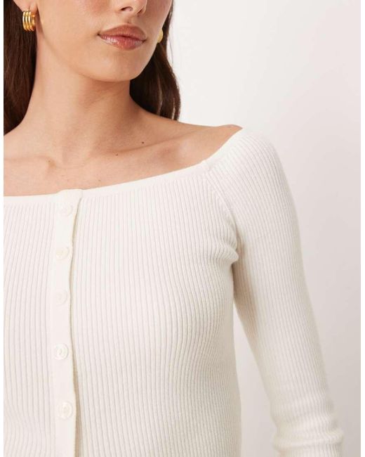 Abercrombie & Fitch Natural Button Through Off Shoulder Top