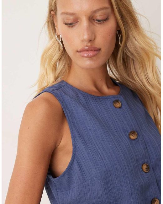 ASOS Blue Crinkle Top Co-ord