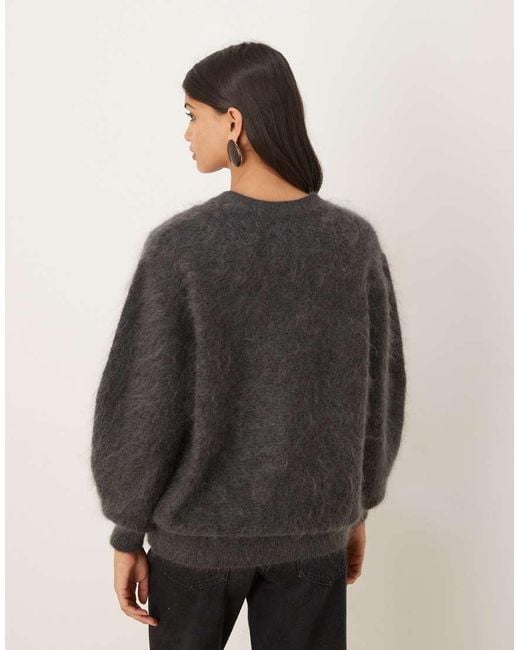 ASOS Gray Premium Mohair Boyfriend Cardigan