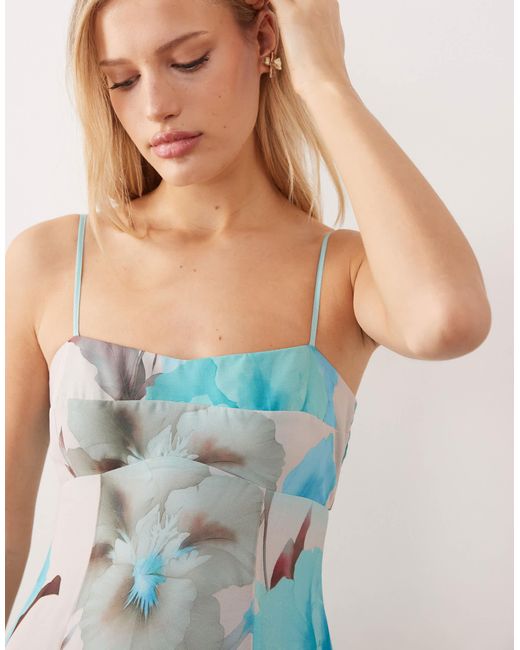 ASOS White Chiffon Strappy Maxi Dress With Deep Godets