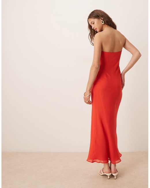ASOS Red Double Layer Bandeau Midi Dress
